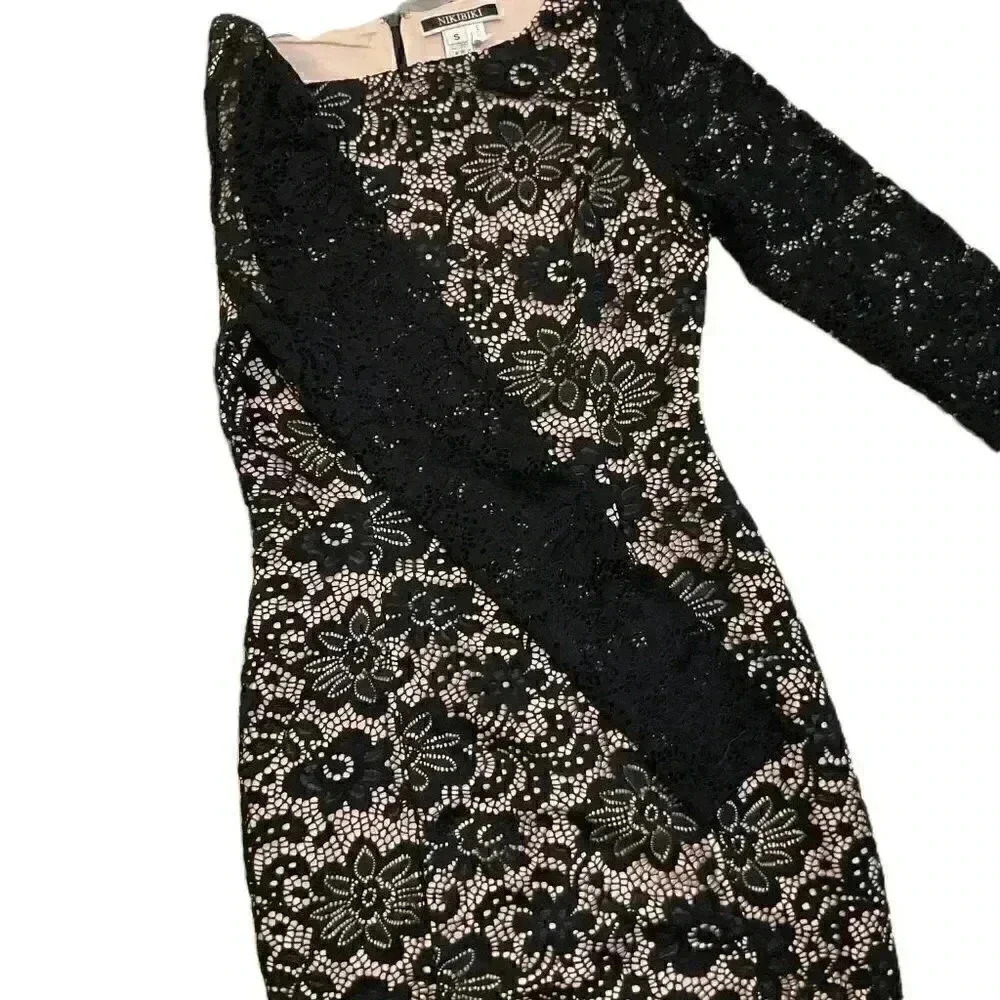 NIKIBIKI LONG SLEEVE COCKTAIL MINIDRESS SIZE SMALL - Picture 3 of 11